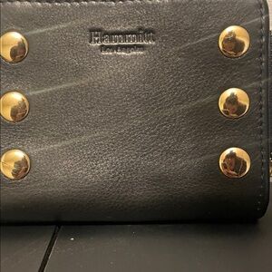 Hammitt Black Leather Wallet with Gold Stud Accents